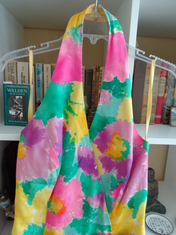 Cache 1980's Dress Jeweltone Impressionistic Prin