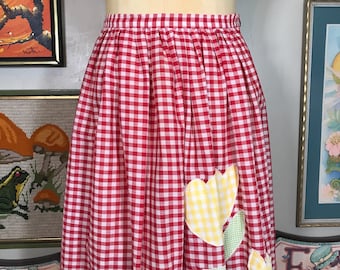 1970s Gingham Check Maxi Skirt