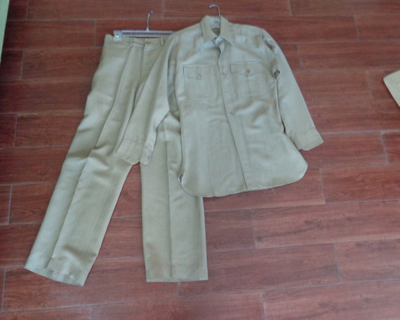 VINTAGE Men's Authentic WWII US Army Khaki Gabardi