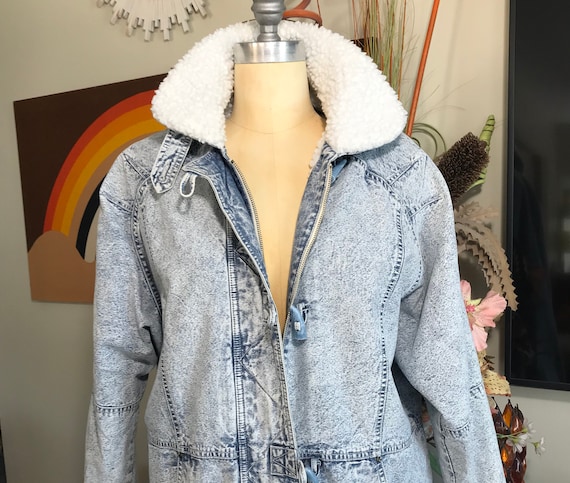 Andy John’s 1980s Acid Wash Denim Sherpa Coat - image 1