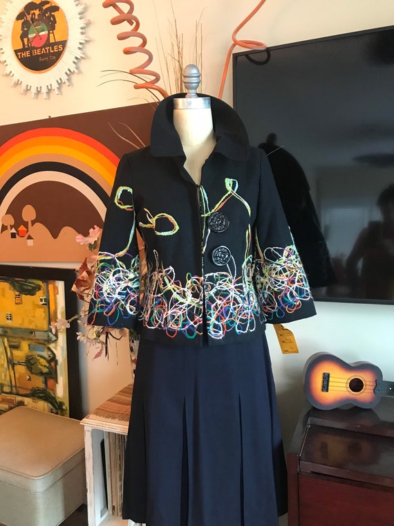 Frenz Petite 1990s black wool bolero jacket - image 2