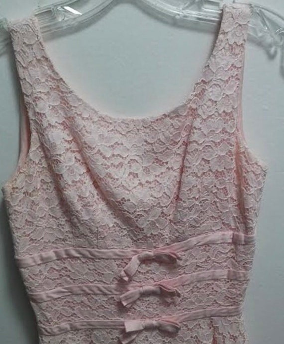 Johnye Jr" 1950's Dress Sweet Soft Pink Lace & Sat