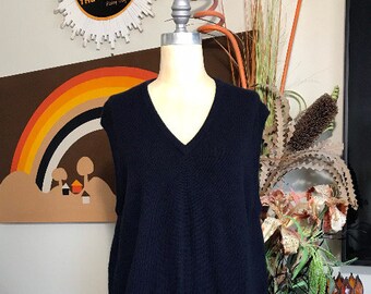 The Scotch House 1990s Navy Cashmere Vest