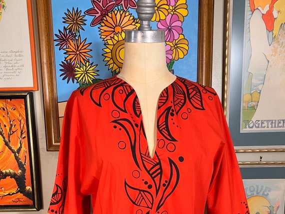 Sun Island 1980's Hawaiian Theme Cotton Maxi Dress - image 1