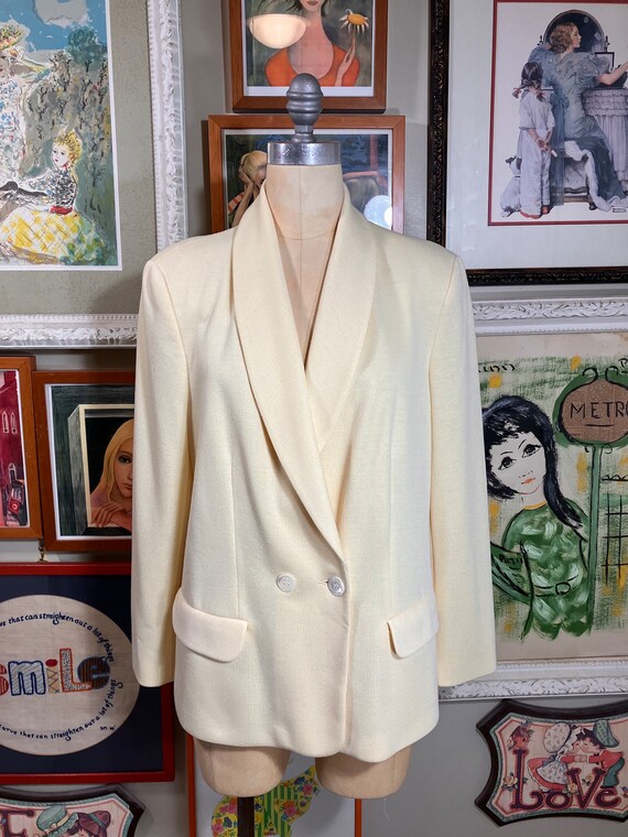 Bleyle 1980's Blazer Ladies Pale Yellow Polyester… - image 2