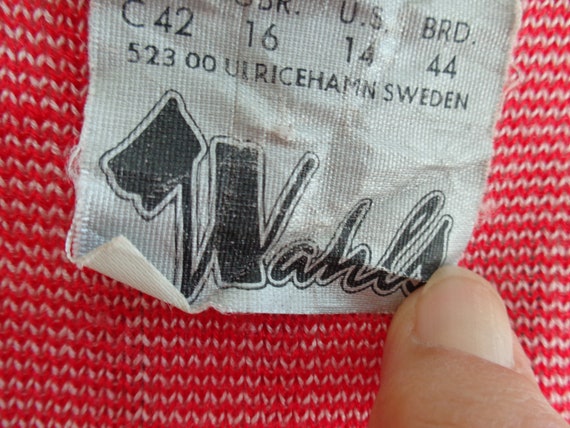 Wahls Sweden Sweater Vest 1980's Red & White Stri… - image 6