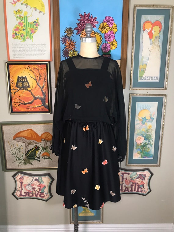 Acclaim for Seymour Levy 1970's Black Disco Dress