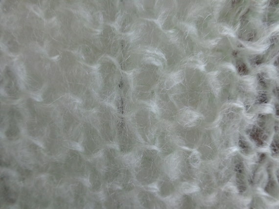 Mohair Shawl 1960's Pale Green Hand Crocheted  - - image 3