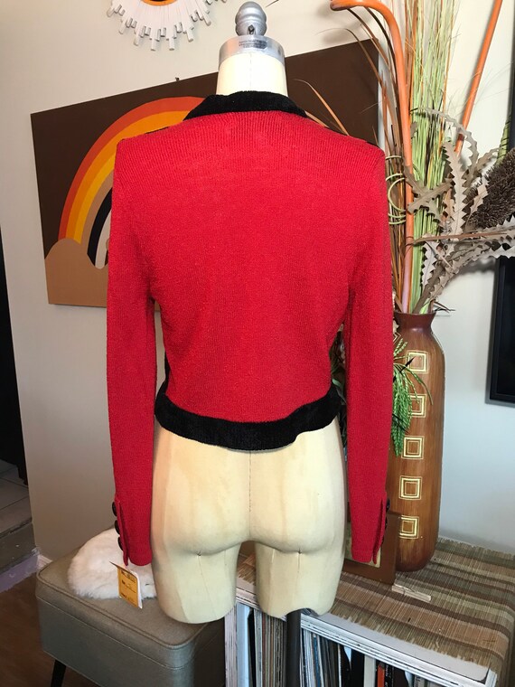 Lillie Rubin 1980's Bolero Sweater  Red & Black - image 3