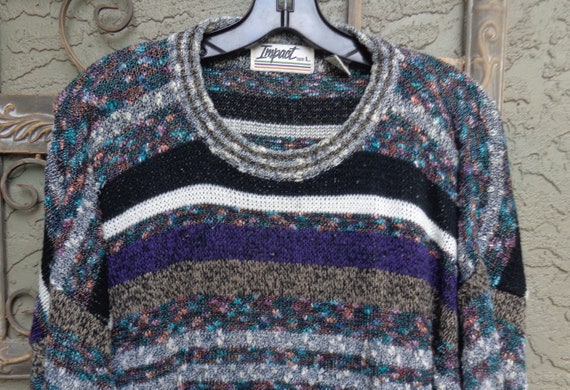 Impact 1980’s Multi Color Men's Pullover Sweater - image 1