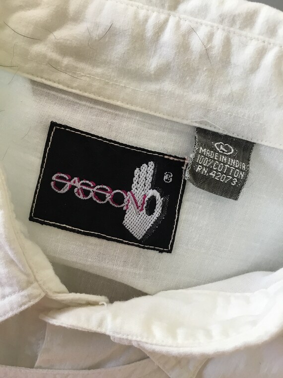 Sasson 1980's Unisex White Cotton Shirt - image 5