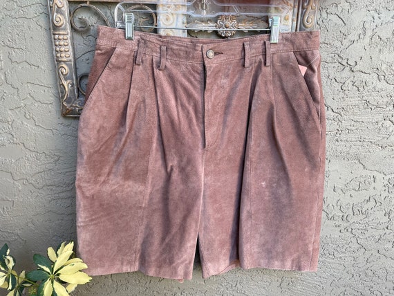 Wilsons 1980’s Men’s/Unisex Taupe Suede Shorts - image 2