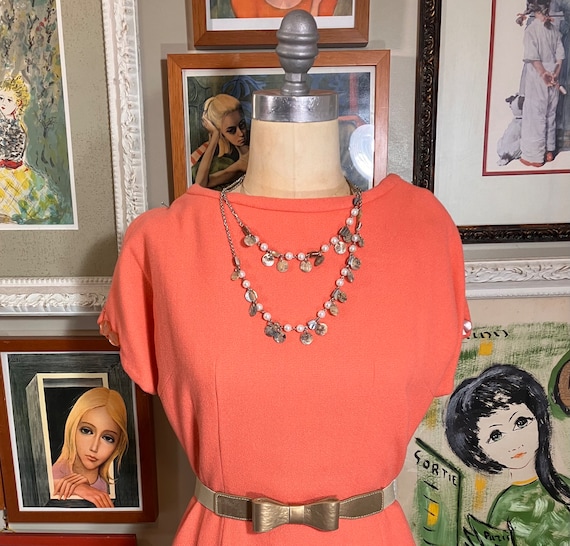 1960's Orange Sherbet Wool Dress- - image 1