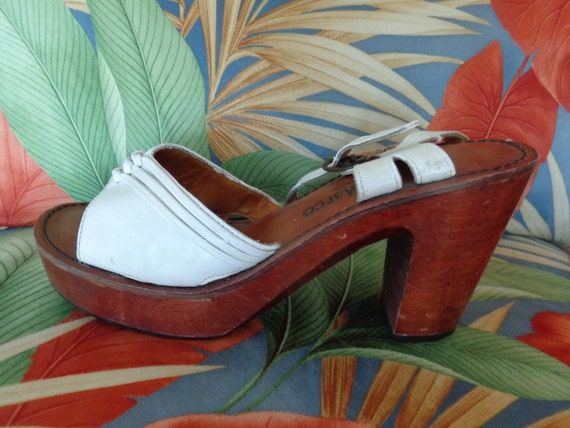 Antonio Marco 1970’s Platform Sandals White Leath… - image 2