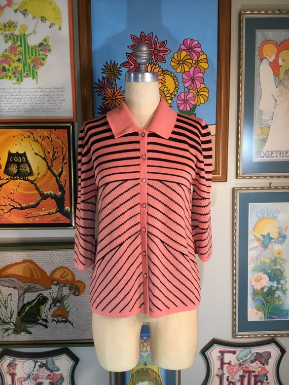 San Remo by Laura Knits Ladies 1980’s Striped Car… - image 2