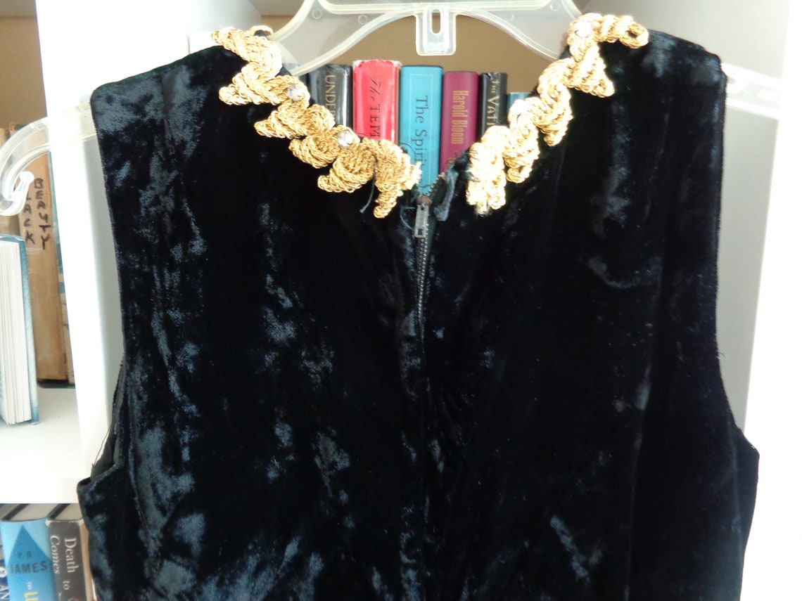 1960's Jumpsuit Amazing Bell bottom Black Crushed Velvet Etsy