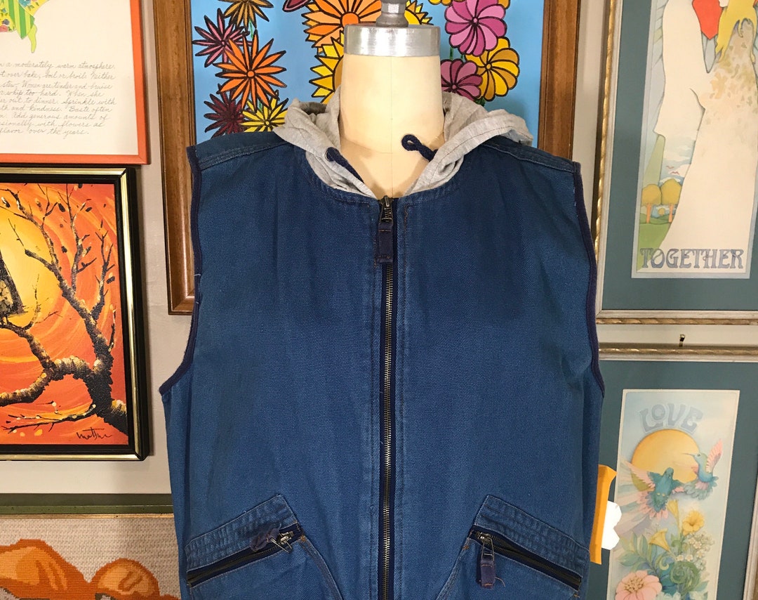 JL Colebrook 1990s Vest With Hoodie Cotton Canvas Etsy