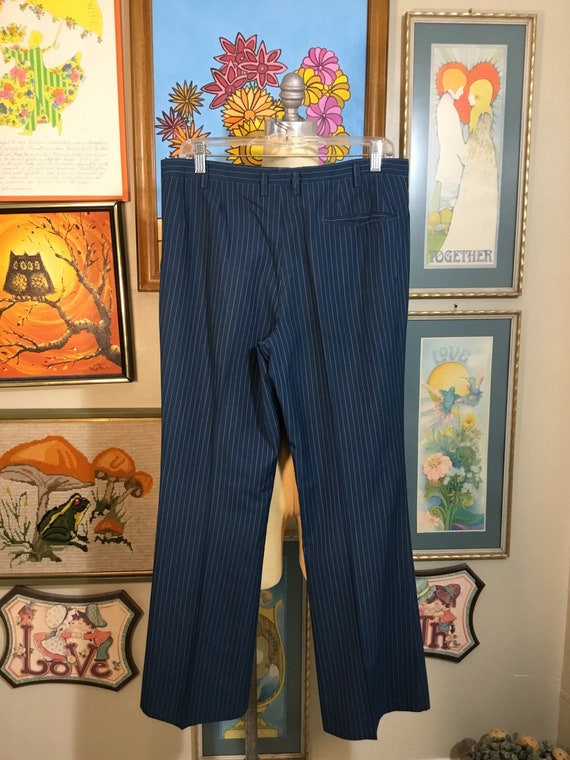 Vintage 1960’s Men’s Blue Stripe Mod Flare Pants - image 3