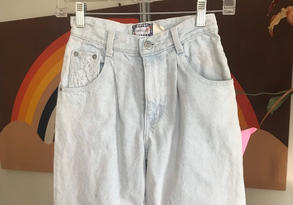Sasson 1980'S Acid Wash Denim Jeans With Lace - image 1