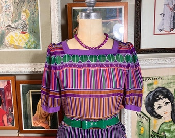 Wilroy Traveller 1970's Ladies Multi Color Skirt & Blouse Outfit