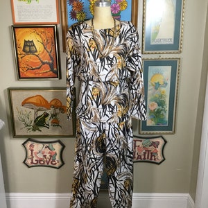 Mary McFadden Collection 1980’s Women’s Jungle Print Pant Suit