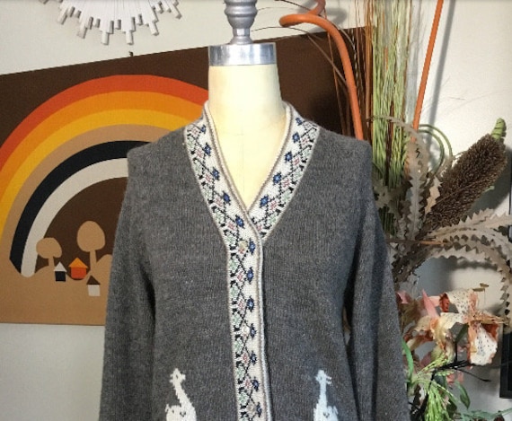 1980's Women's Gray Alpaca Wool Cardigan Sweater - image 1