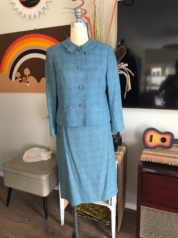 1960s Wool Plaid Skirt Suit
