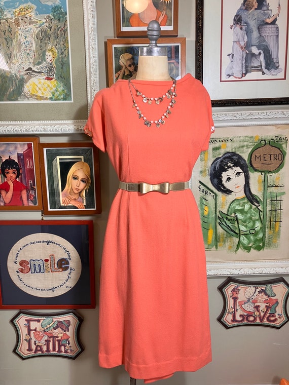 1960's Orange Sherbet Wool Dress- - image 2