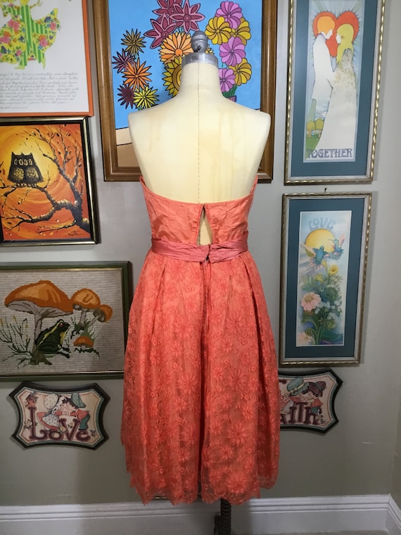 1950’s Vintage Orange Floral Prom Dress Gem