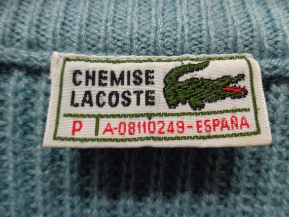 LACOSTE 1980's Unisex French Blue VNeck Ribbed Sw… - image 3