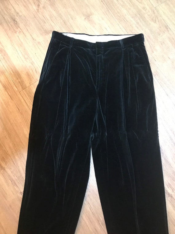 International Male 1980s Black Velvet Dress Slacks - image 3