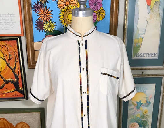 1980’s Banded Collar Shirt - image 1