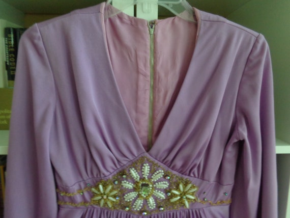 1970s Empire Waist Dress Lilac (Small)