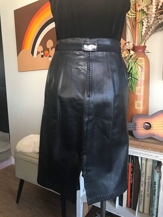 Maxima 1980'S Black Leather Skirt - image 5