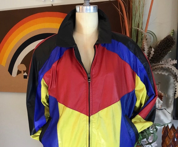 Dianoche 1990's Multi Color Leather 8 Ball Bomber Jacket - Etsy