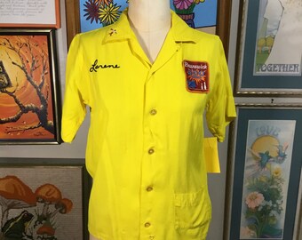 King Louie 1950’s Vintage Bright Yellow Bowling Shirt-Brunswick 500 Series