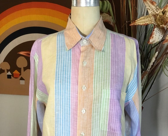 MINE Chemise classique intemporelle en lin pastel pour homme