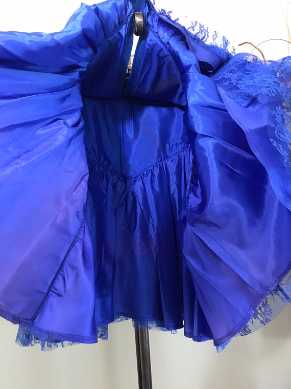 Phoenix 1980's Skirt Gals Royal Blue Suede and La… - image 8