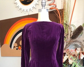 Eloise Kirk 1950's Soft Purple Velvet Evening Dress