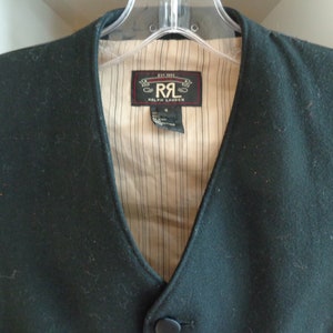 Double RL by Ralph Lauren 1980's Men's Black 100% Wool Vest zdjęcie 3