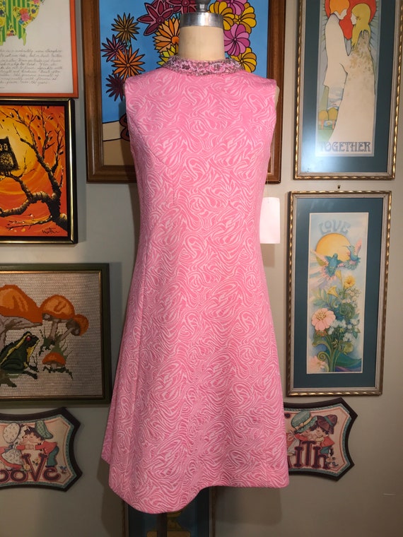 1960's Double Knit Polyester Swirl Dress - image 2