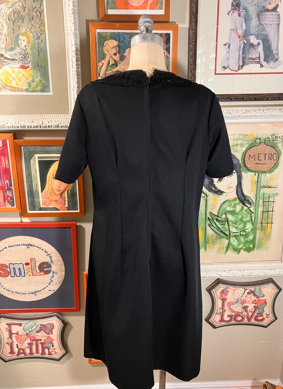 1970’s Black Double Knit Polyester Dress - image 5