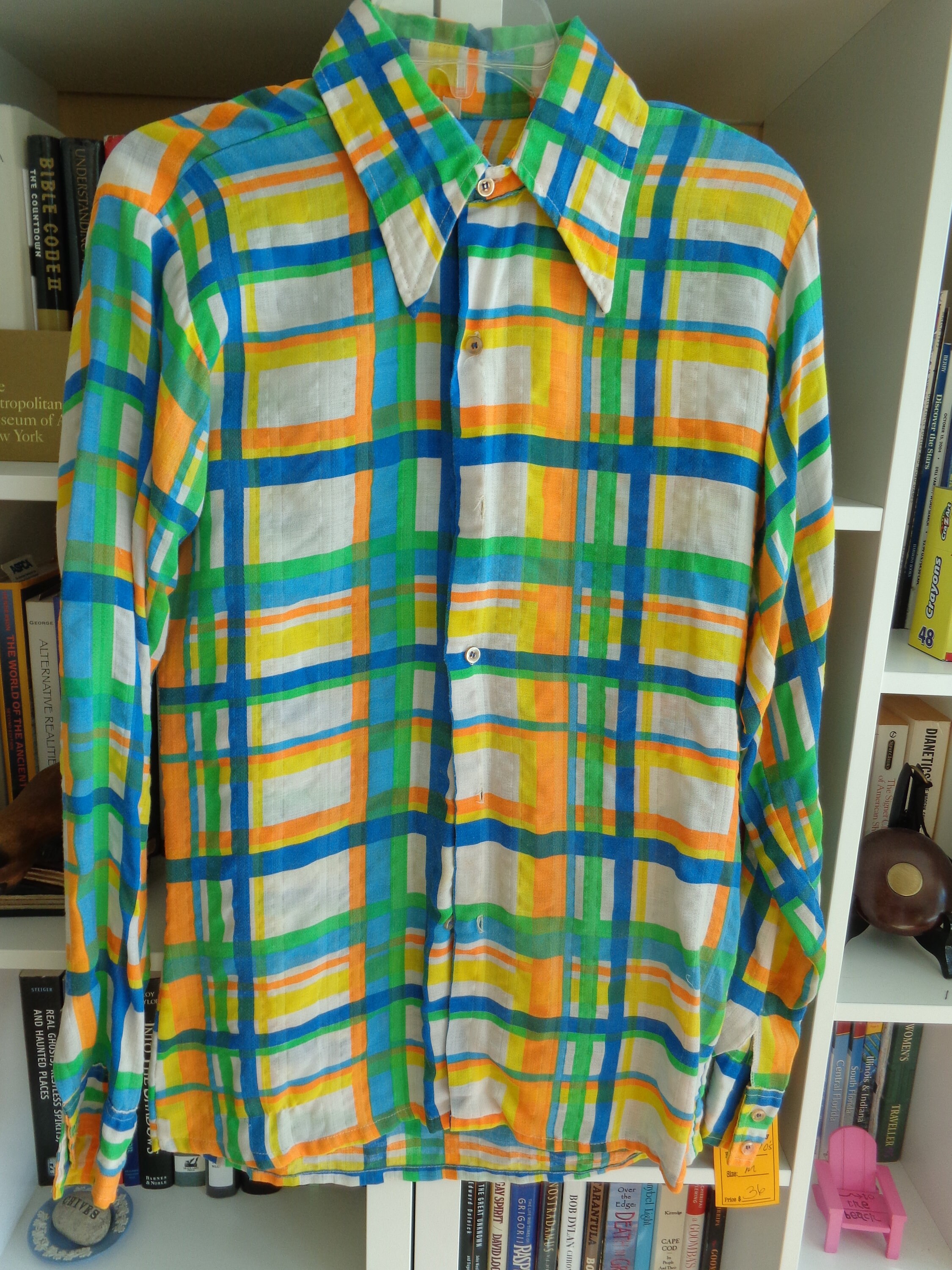 Hutspah 1970's Plaid Cotton Seersucker Shirt 