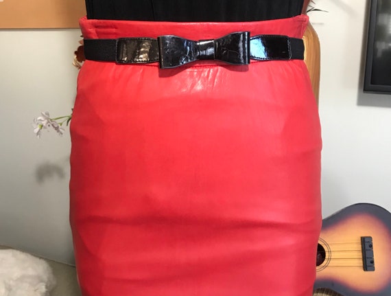 Augustina 1980’s Red Leather Skirt - image 2