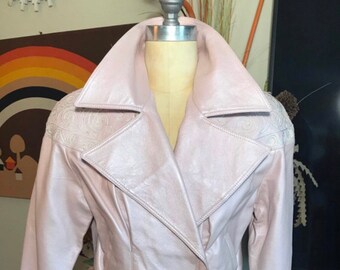 Julian K 1980's Pink Pearl Leather jacket