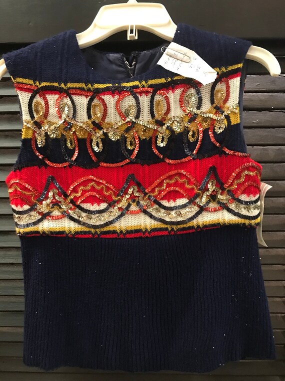1970's Sweater Vest  ladies Sleeveless Sequined - image 2