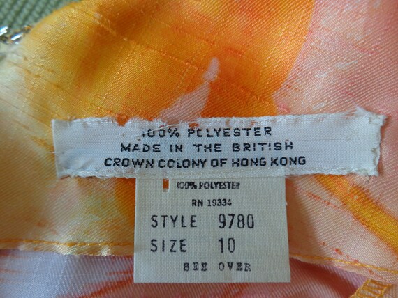 British Crown Hong Kong 1960's Pink & Yellow Swirl Print ...