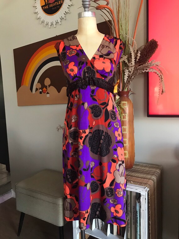 1970s Psychedelic Polyester Dress