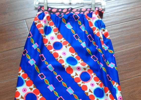 Alex Colman 1960's Maxi Skirt Blue Abstract Print - image 1