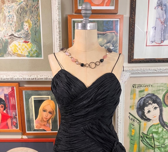 st gillian silk dress Obsessed with this 1980s St Gillian silk dress! If it was my size, I would  be keeping it! The sleeves are lined in a soft netting to keep the puff  structure and